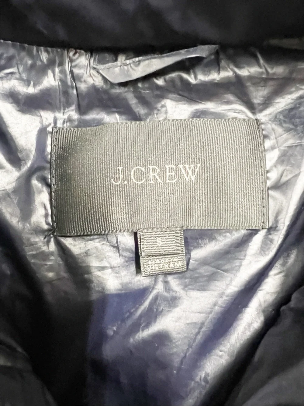J Crew Womens Classic Navy Diamond Quilted Gold Button Up Puffer Vest Size S